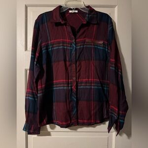 Maurices Burgundy and Red Checkered Shirt